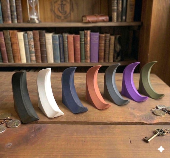 Crescent Moon Bookends, Celestial Modern Office Decor