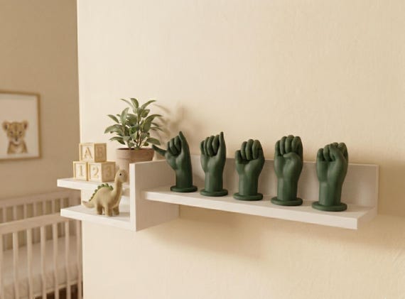 Minimalist ASL Alphabet Hands, Modern Nursery Name Sign, 3D Printed Sign Language Decor, Montessori Tactile Learning Tool, Custom Desk Art