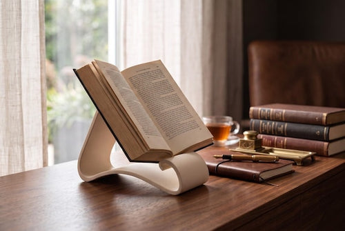 Wavy Book Stand & Page Saver, 3-in-1 Modern Book Rest Valet, Desk Book Display and Reading Support, Aesthetic Bookish Gift for Book Lovers